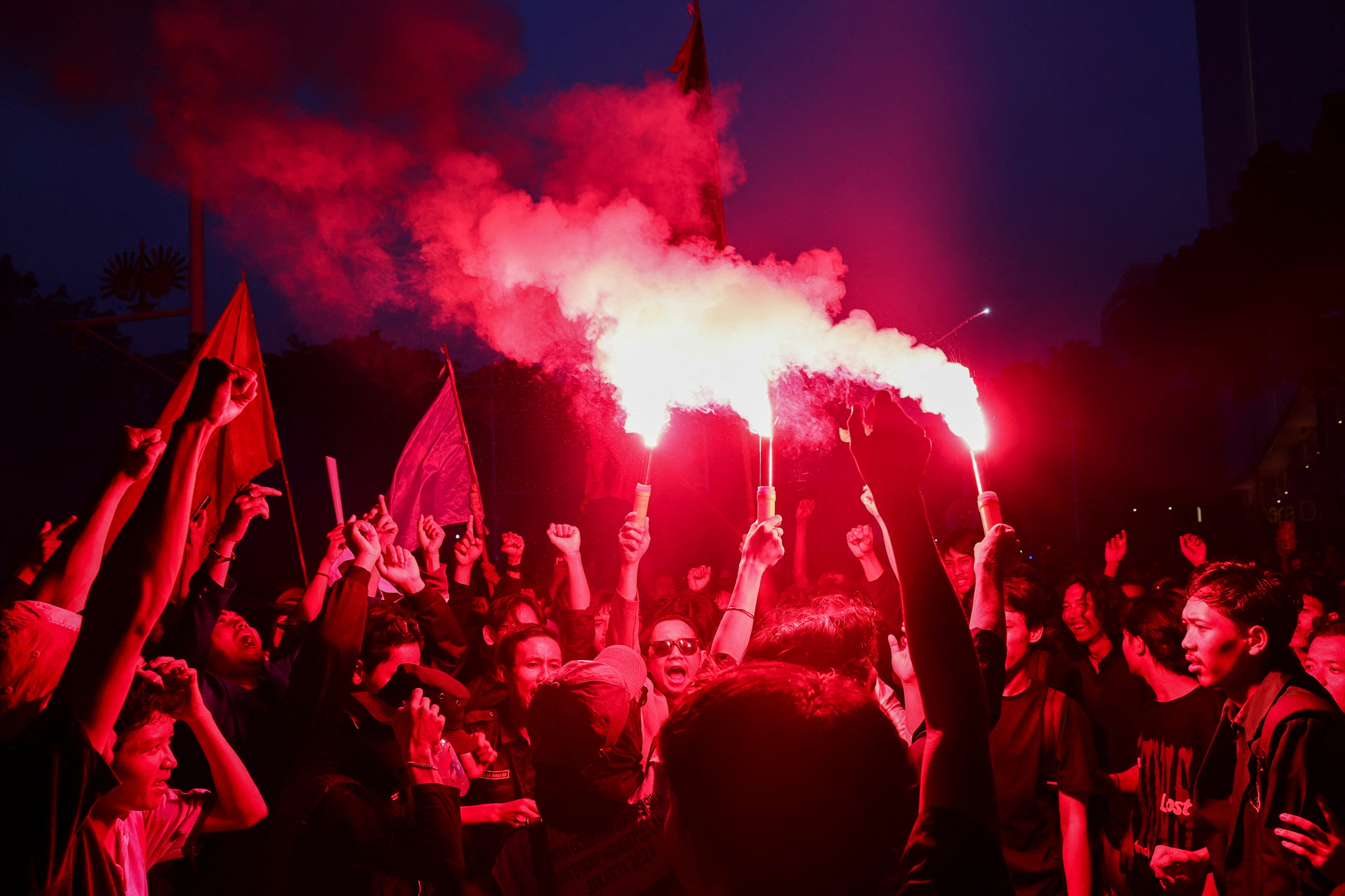 Protest on the first anniversary of President Prabowo's administration in Jakarta