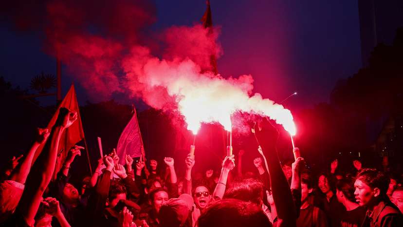 Protest on the first anniversary of President Prabowo's administration in Jakarta