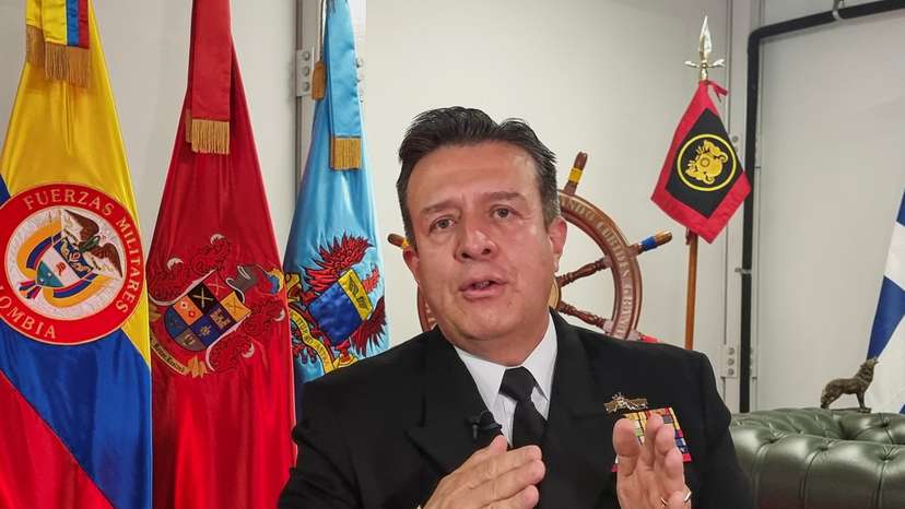 Colombia's Military Forces Commander, Admiral Francisco Cubides, speaks during an interview with Reuters in Bogota