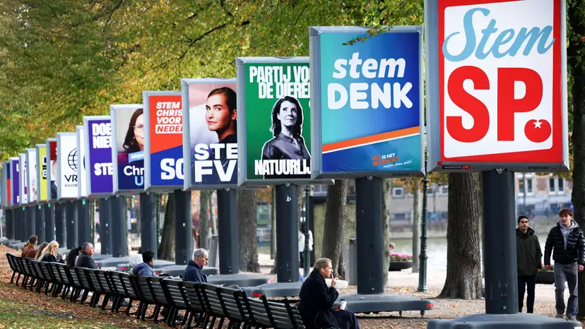 FILE PHOTO: Election campaign boards are displayed ahead of the Dutch parliamentary election on October 29, in The Hague
