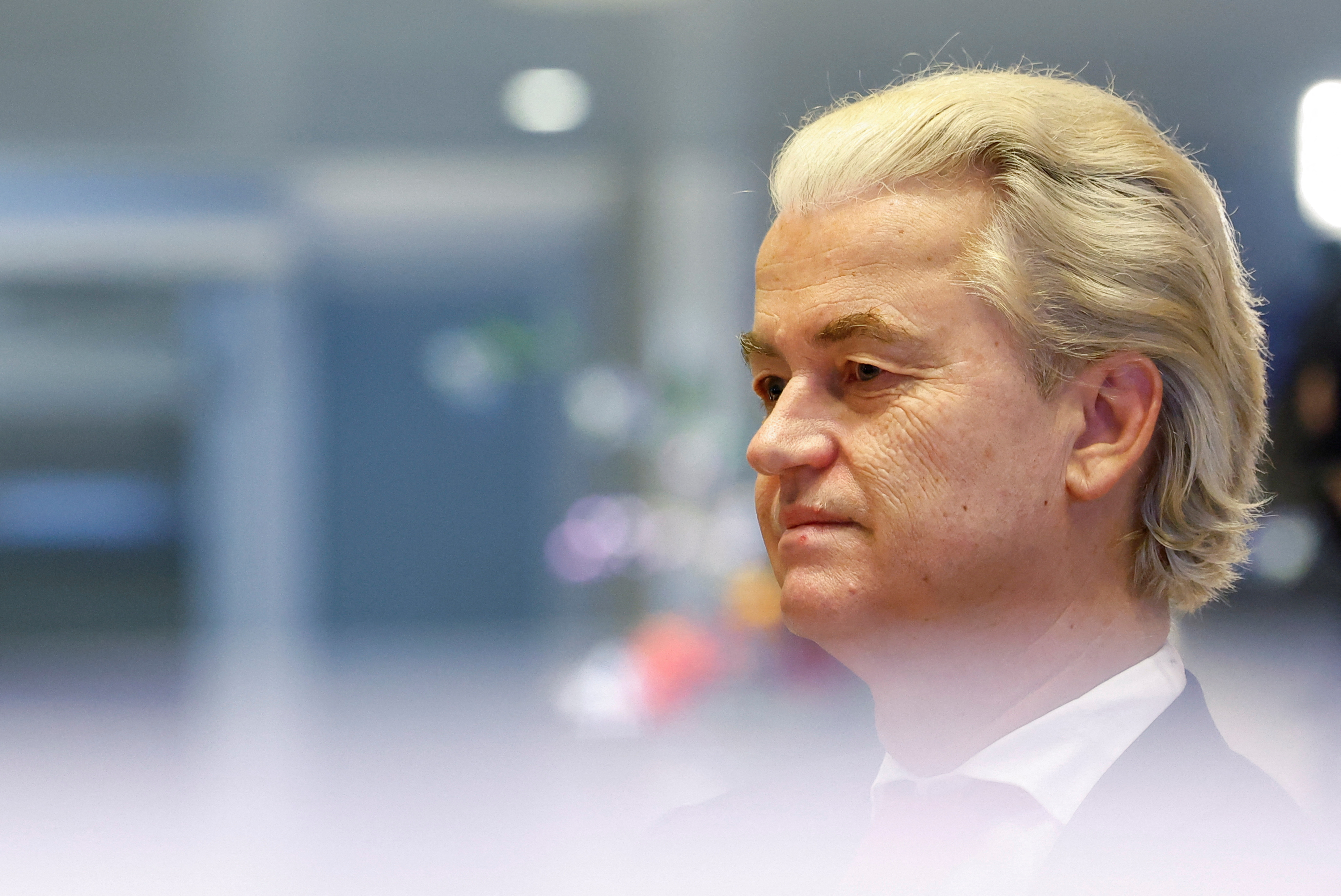 FILE PHOTO: Dutch far-right politician and leader of the PVV party Geert Wilders attends a meeting of Dutch parties' lead candidates