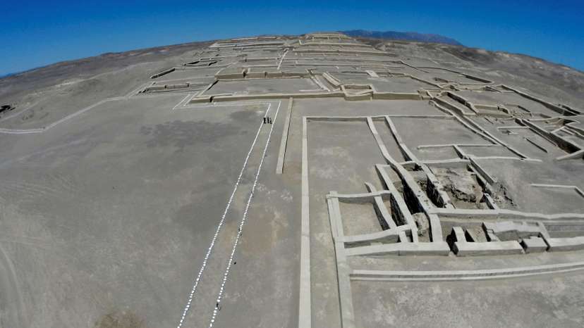 FILE PHOTO: Tourists walk at the Great Pyramid at the Cahuachi Ceremonial Centre in Nazca