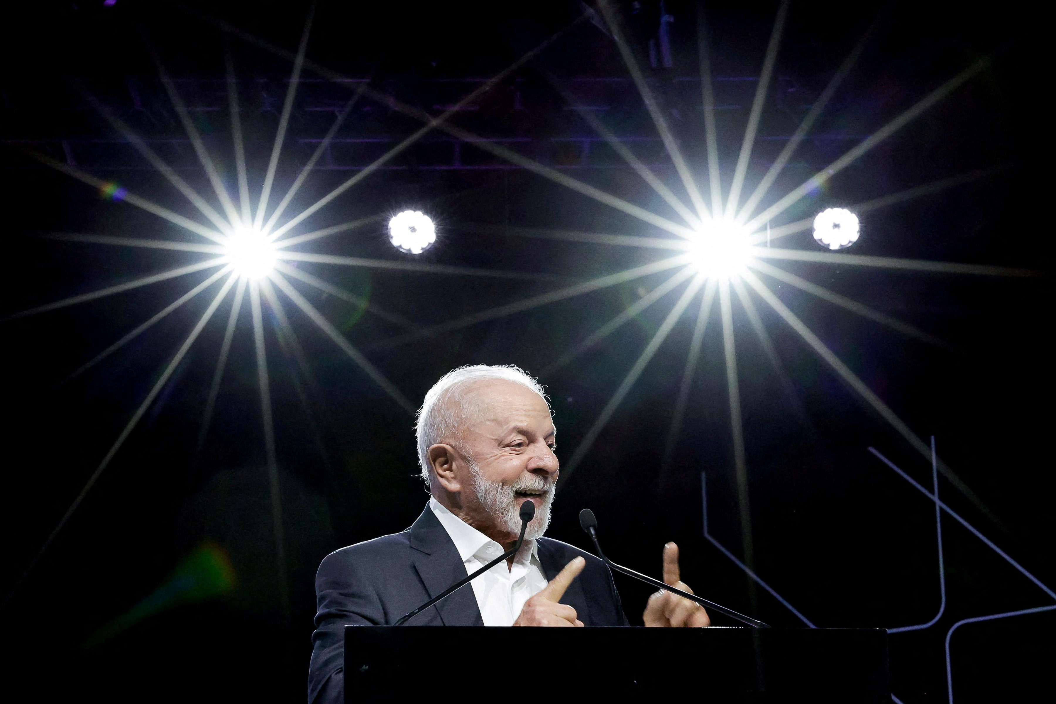 FILE PHOTO: Brazil’s President Luiz Inacio Lula da Silva speaks during the opening of Sao Paulo International Motor Show in Sao Paulo