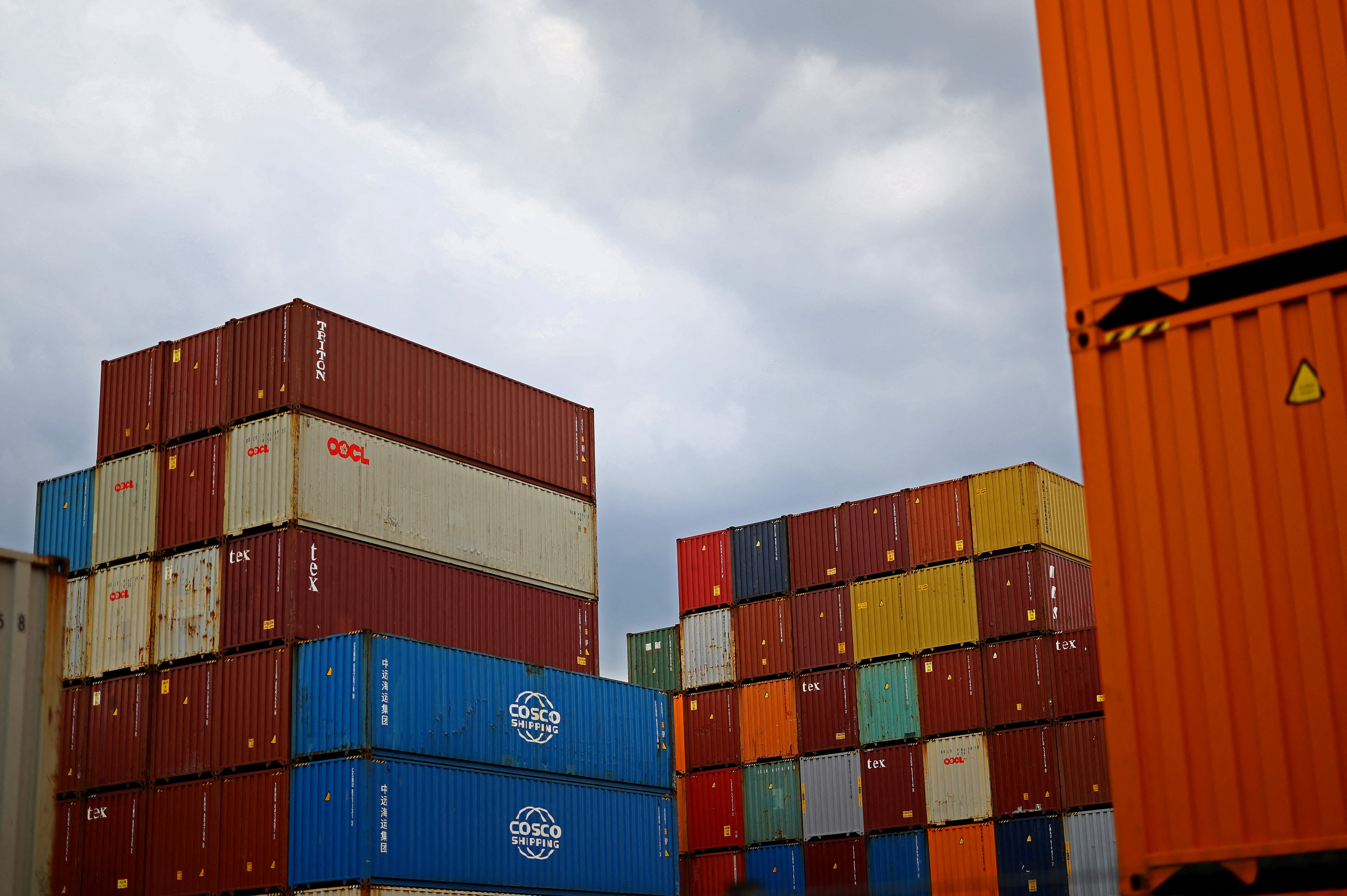 Containers wait for shipment at a terminal south of Berlin