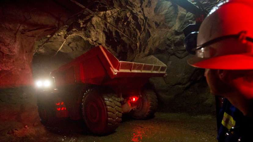 FILE PHOTO: A truck travels underground to collect ore at the Chibuluma copper mine