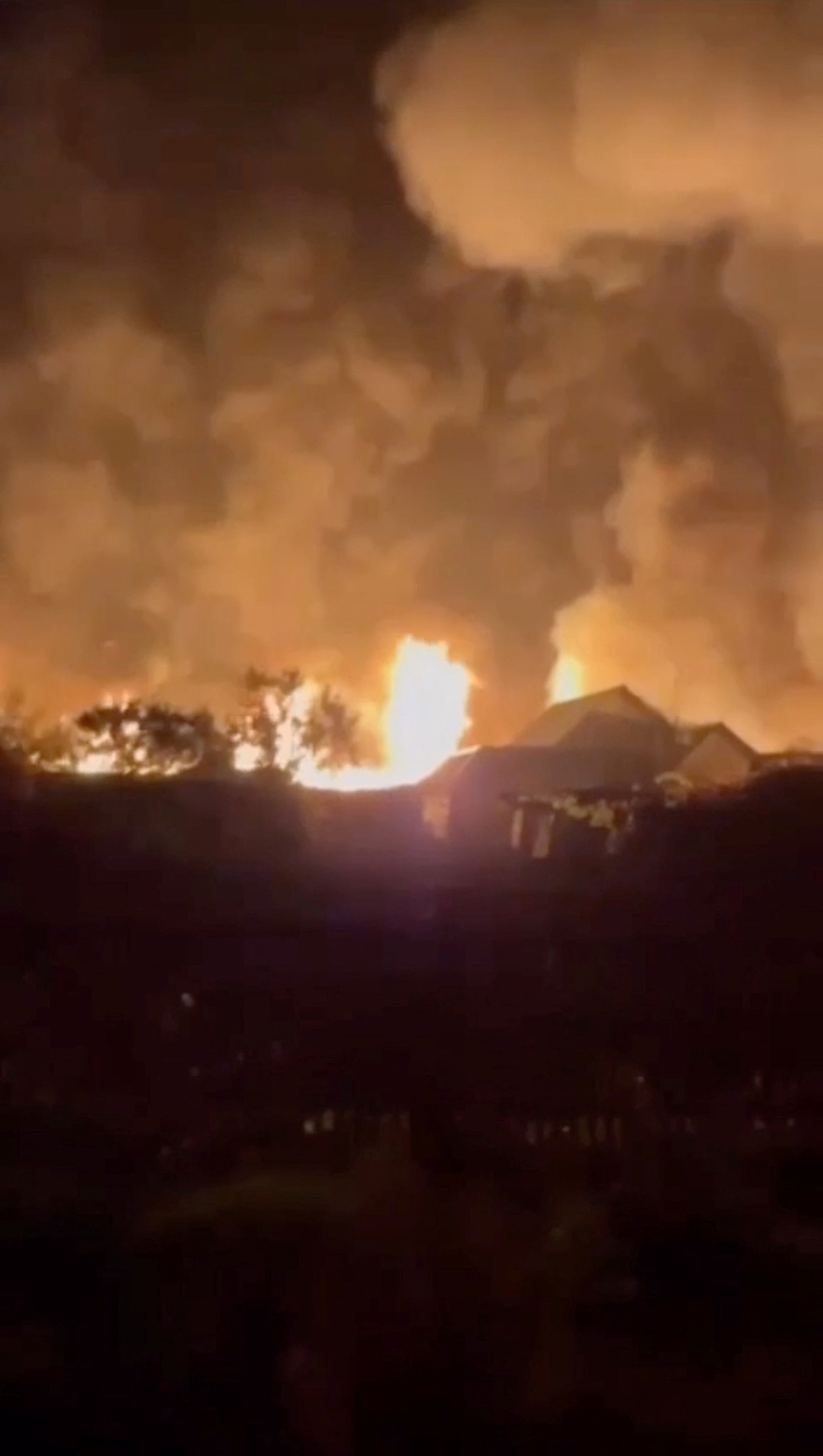 A view shows fire in an ethanol plant in Anna, Voronezh Region
