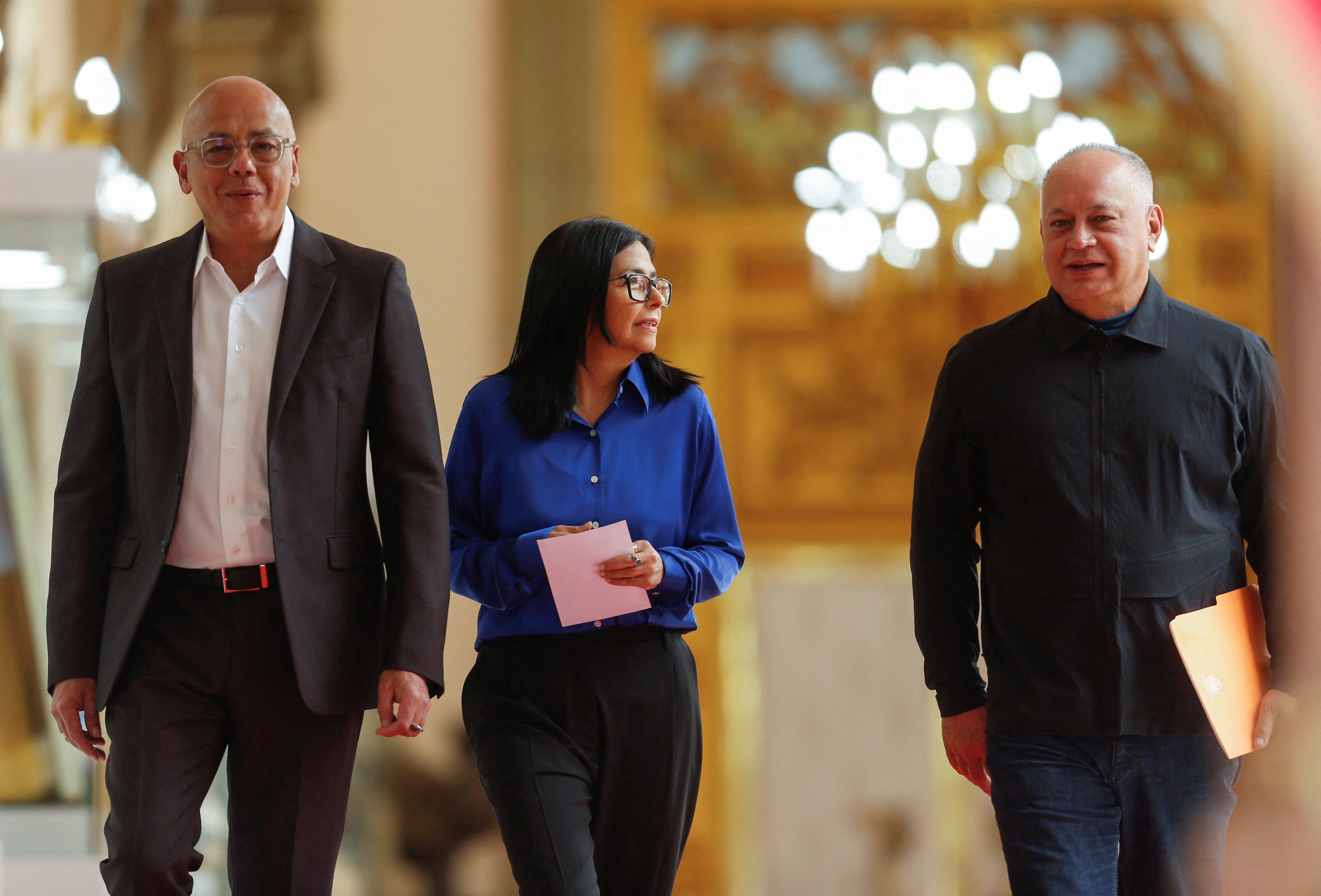 FILE PHOTO: Venezuela's interim President Rodriguez holds a press conference in Caracas