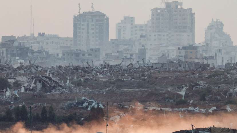 A military vehicle manoeuvres in Gaza