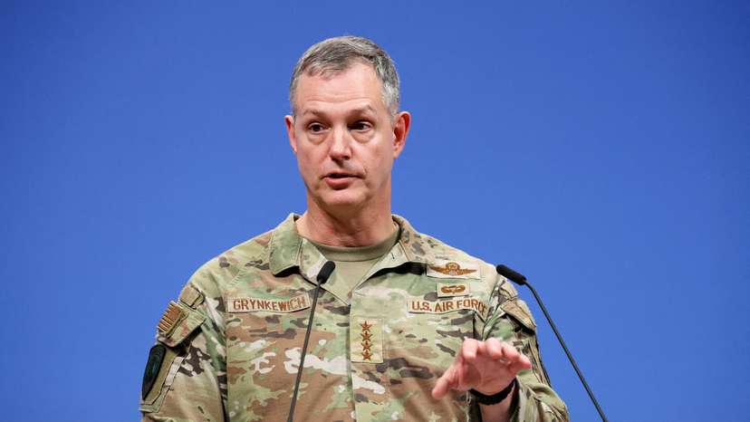 FILE PHOTO: NATO Supreme Allied Commander Europe Grynkewich speaks at a press conference