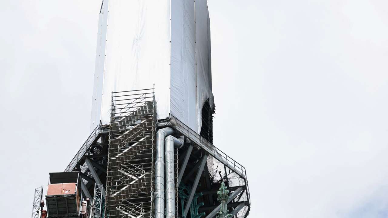 The spire of Rouen's cathedral has caught fire