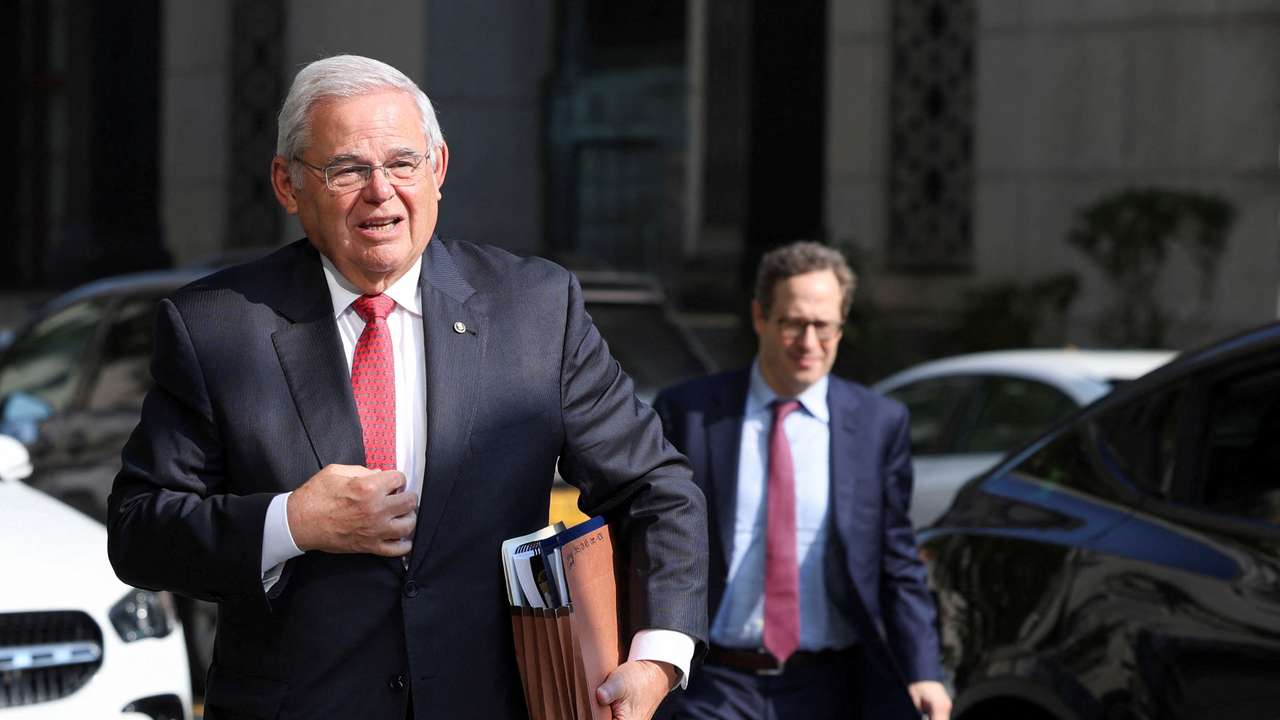 U.S. Senator Robert Menendez arrives at Federal Court, for his bribery trial in New York