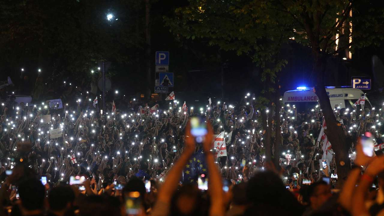 People protest against the "foreign agents" bill in Tbilisi