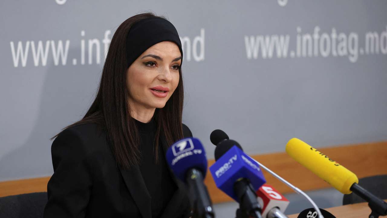 Leader of Moldova's Gagauzia region Yevgenia Gutsul attends a press conference in Chisinau