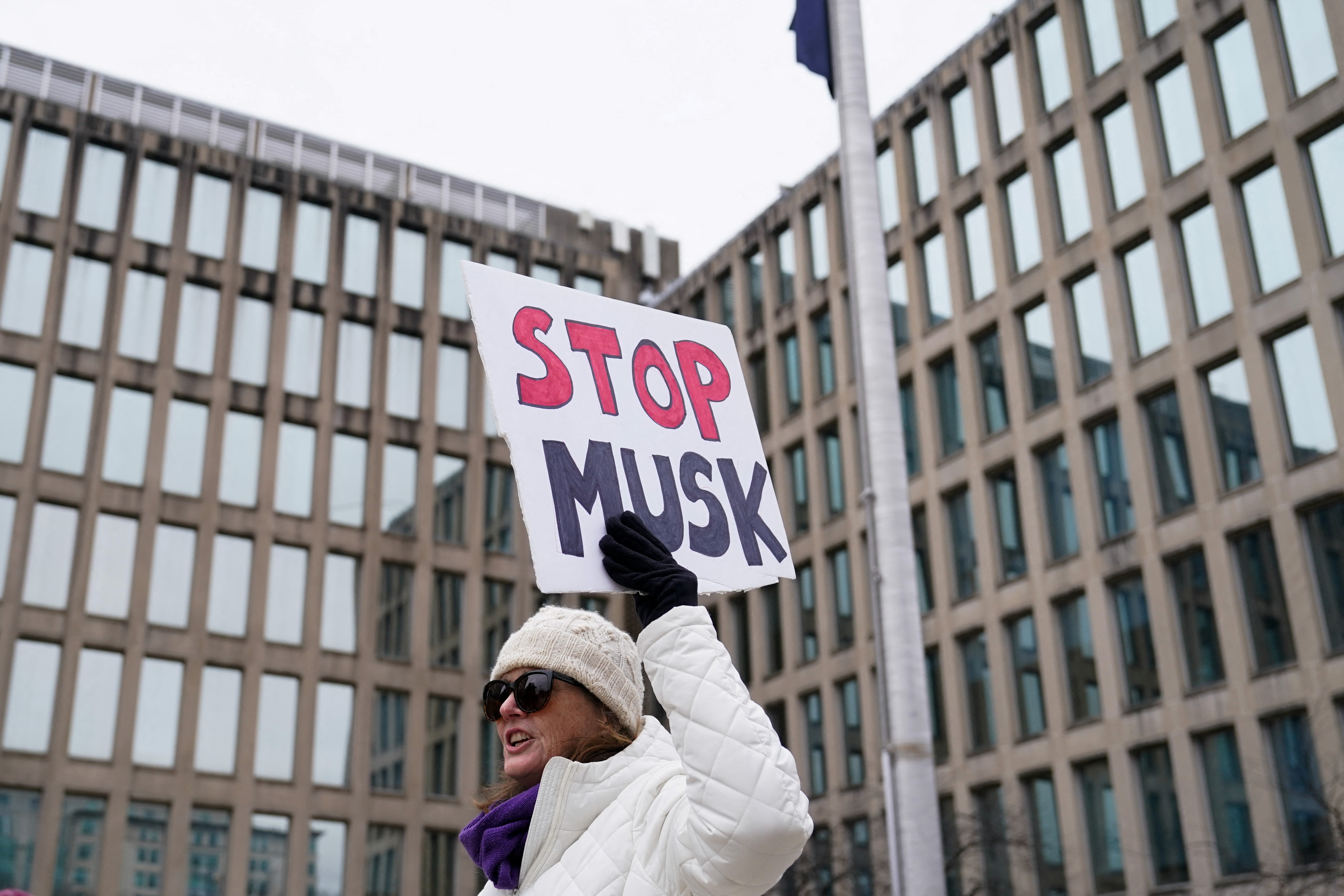 Protest outside headquarters of Office of Personnel Management in Washington