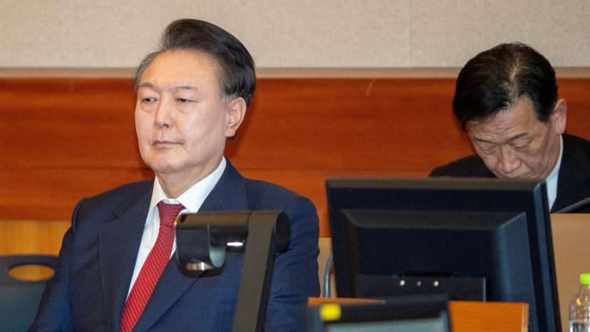 FILE PHOTO: South Korean President Yoon attends impeachment trial hearing