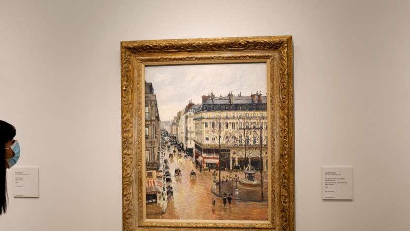 FILE PHOTO: Camille Pissarro's "Rue Saint-Honore in the Afternoon. Effect of Rain, 1897" is displayed at Thyssen-Bornemisza museum in Madrid