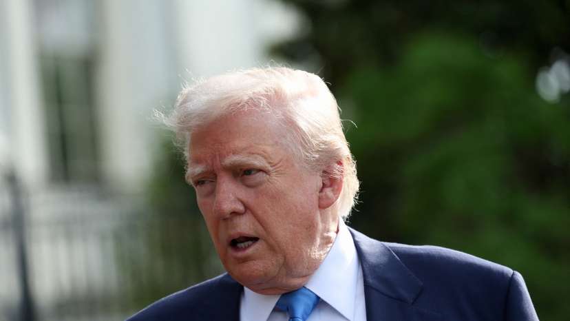 U.S. President Trump departs en route to attend Pope Francis' funeral, at the White House in Washington