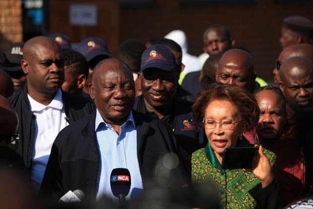 South African president Cyril Ramaphosa votes in Soweto
