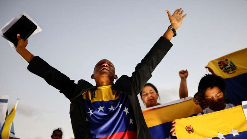 Venezuelan citizens take part in a protest against the electoral results that awarded Venezuela's President Nicolas Maduro, in Brasilia