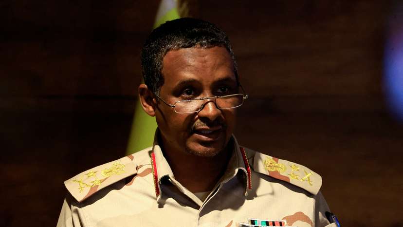 FILE PHOTO: Deputy head of Sudan's sovereign council General Mohamed Hamdan Dagalo speaks during a press conference in Khartoum