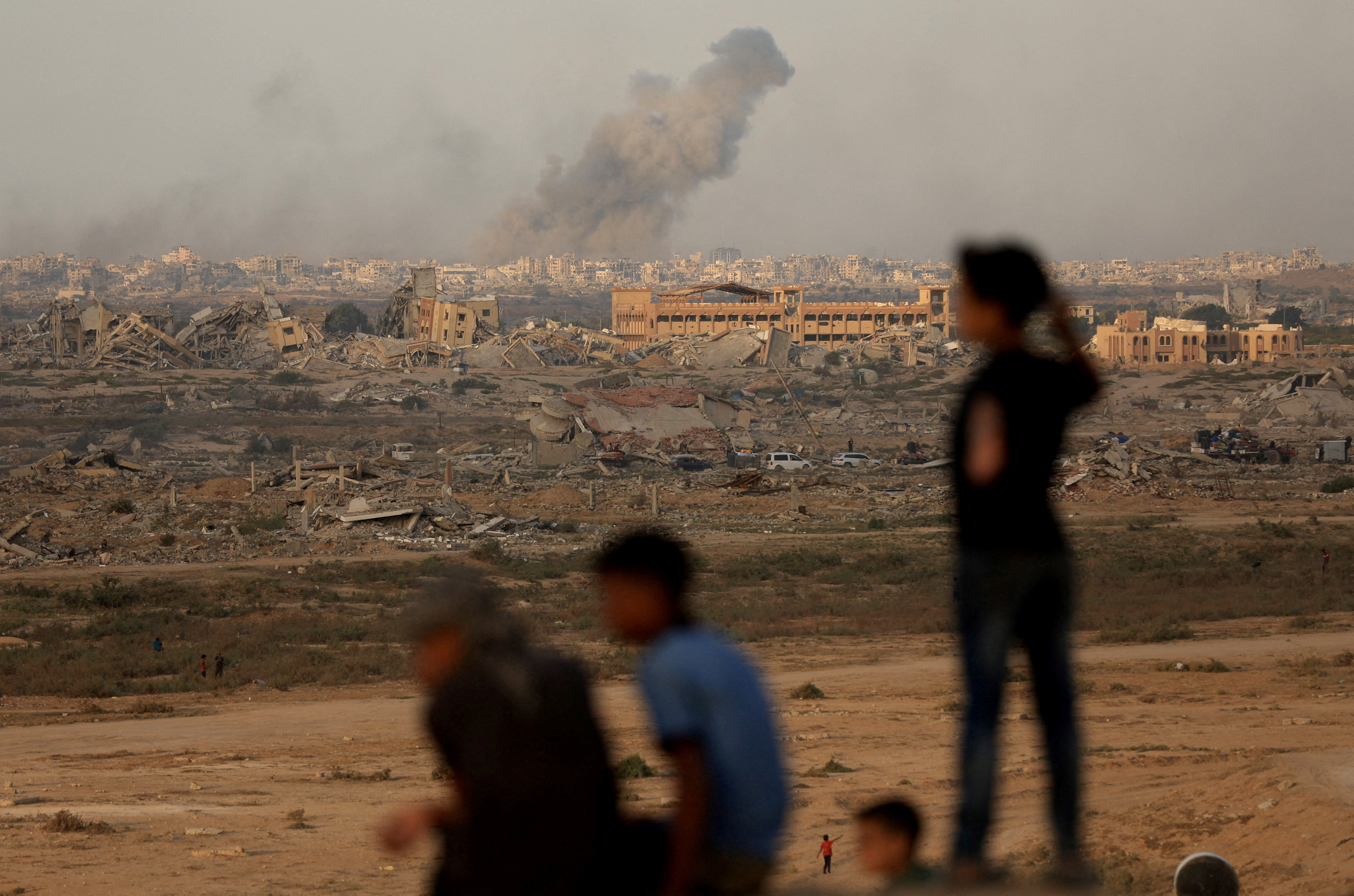 Smoke rises following an Israeli strike amid an Israeli operation, as seen from central Gaza Strip