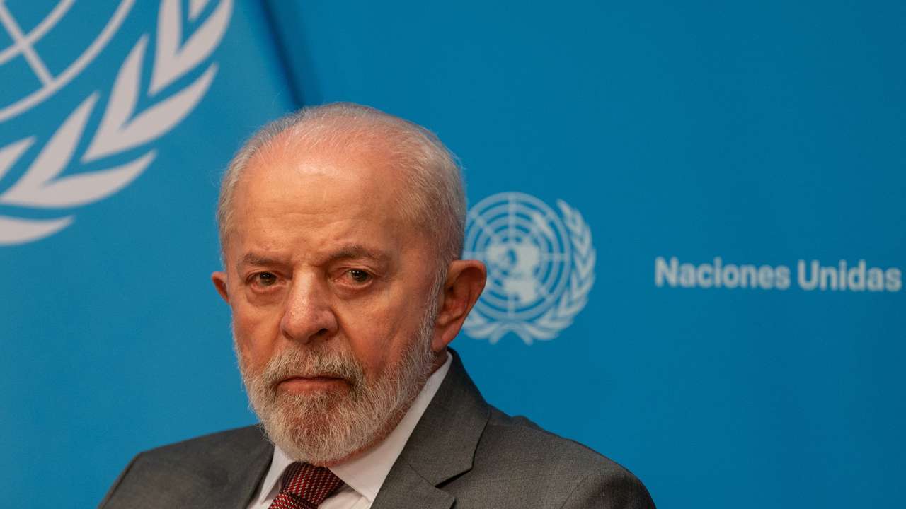 Brazil's President Luiz Inacio Lula da Silva holds a press conference