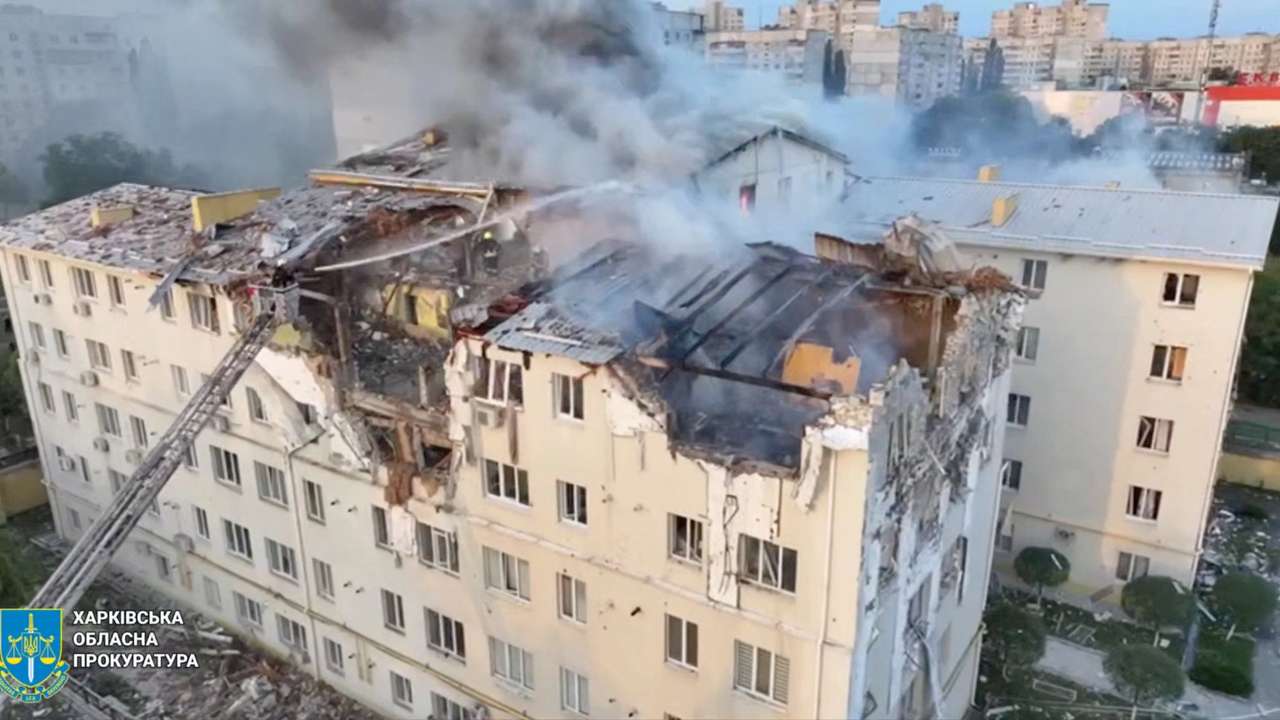 Aftermath of a Russian drone attack in Kharkiv
