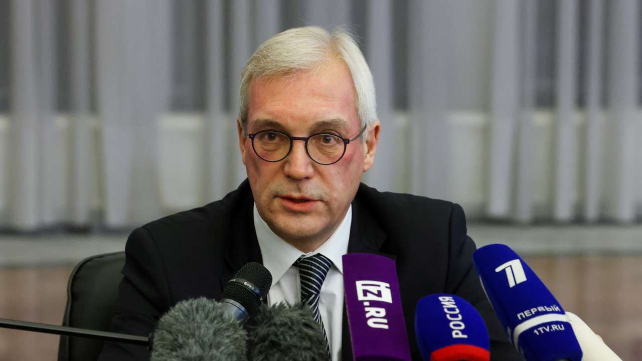 Russia's Deputy Foreign Minister Alexander Grushko holds a news conference in Brussels