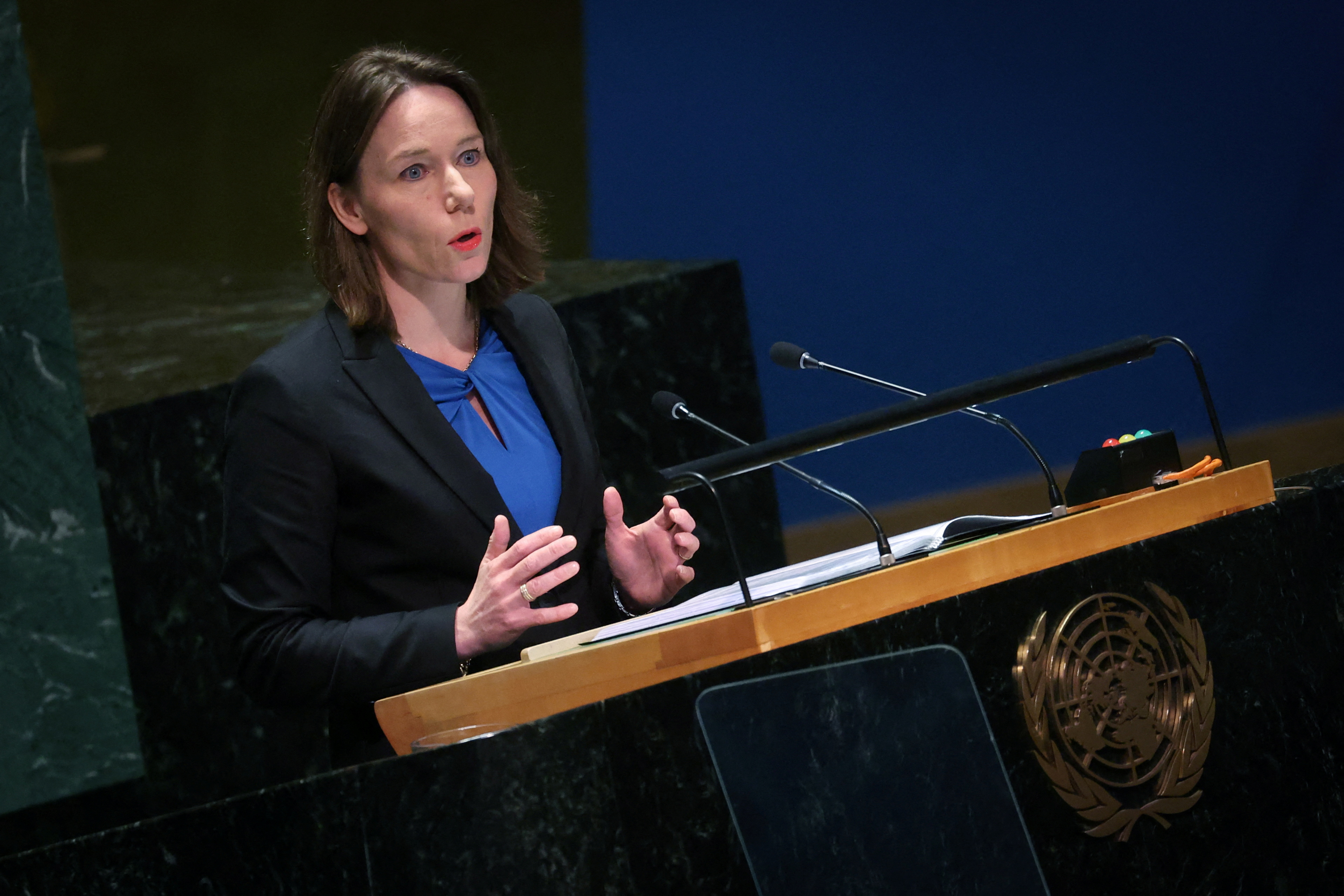 United Nations General Assembly holds meeting on Ukraine ahead of 2nd anniversary of Russian invasion, at U.N. headquarters in New York