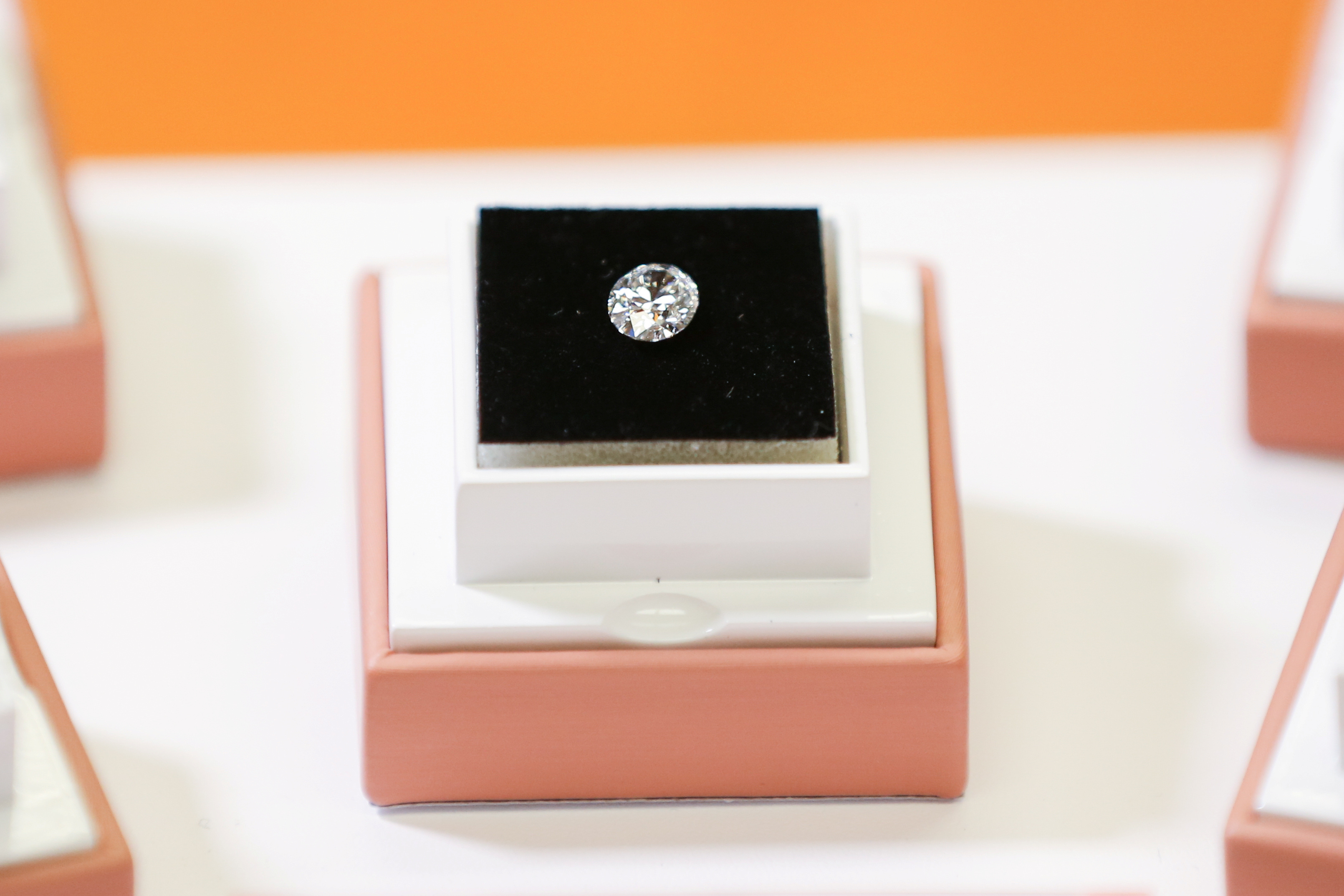 Lab grown diamond jewelry displayed at Pure Grown Diamonds headquarters in Woodbridge