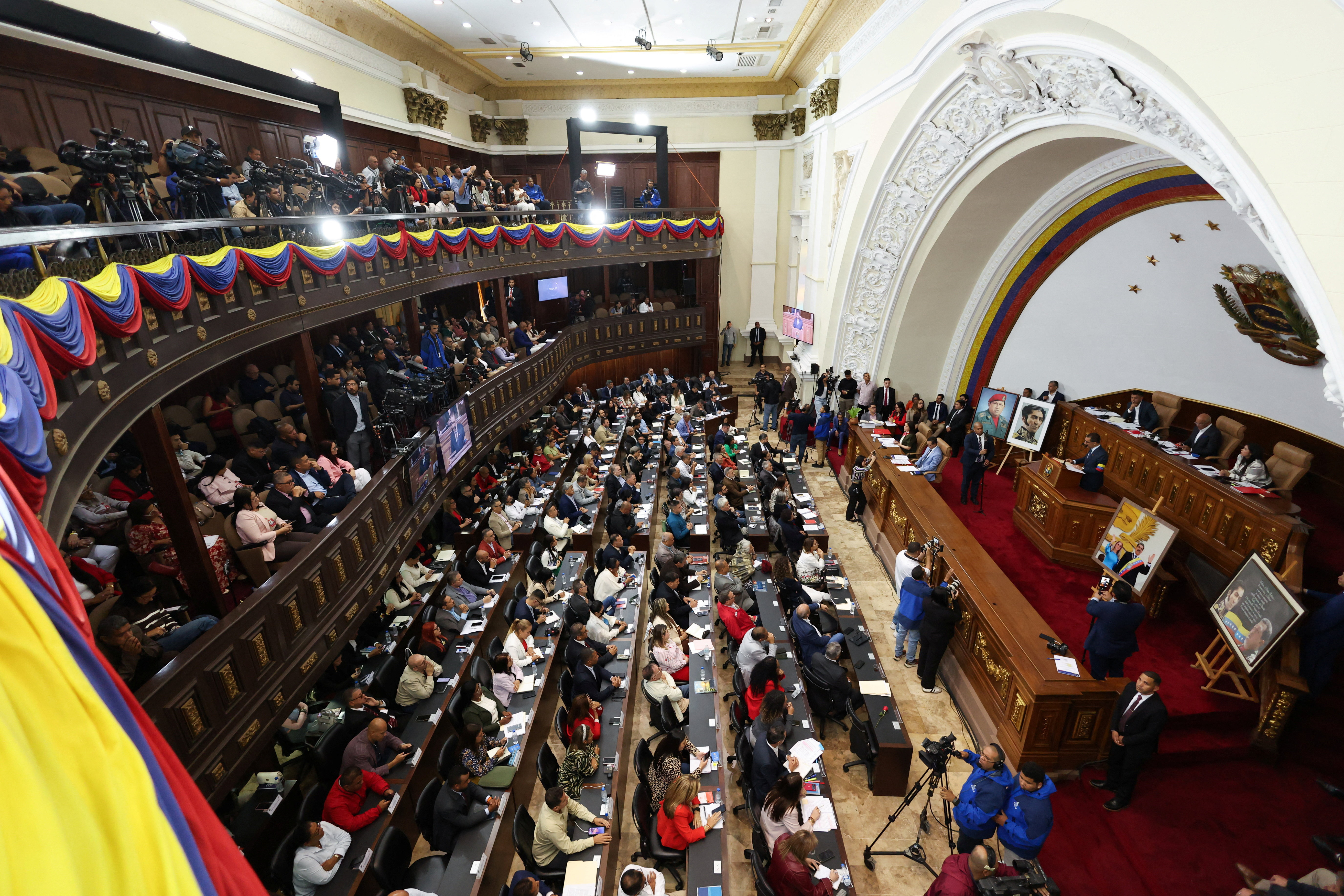 Venezuela's National Assembly President Rodriguez leads an ordinary session to discuss the Amnesty law, in Caracas