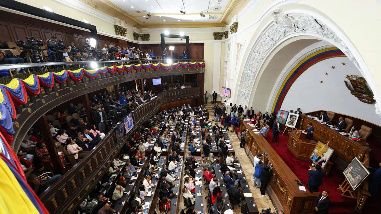 Venezuela's National Assembly President Rodriguez leads an ordinary session to discuss the Amnesty law, in Caracas