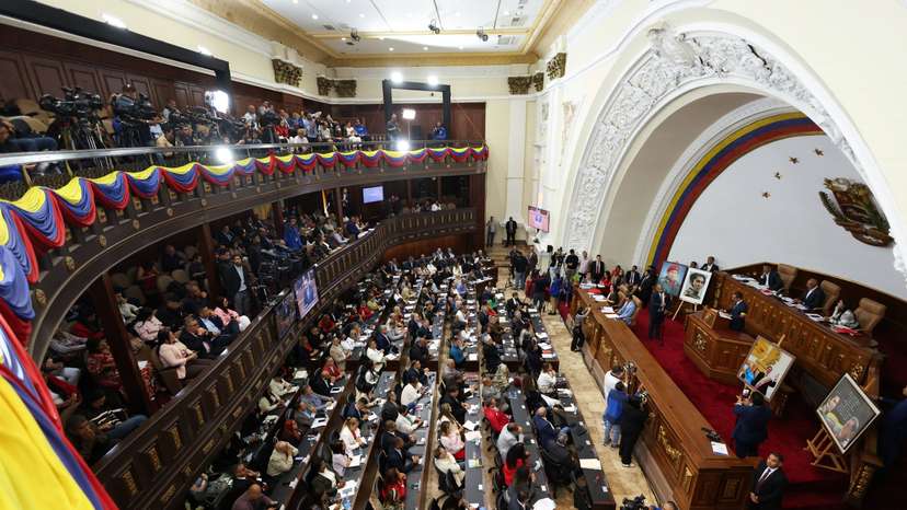 Venezuela's National Assembly President Rodriguez leads an ordinary session to discuss the Amnesty law, in Caracas