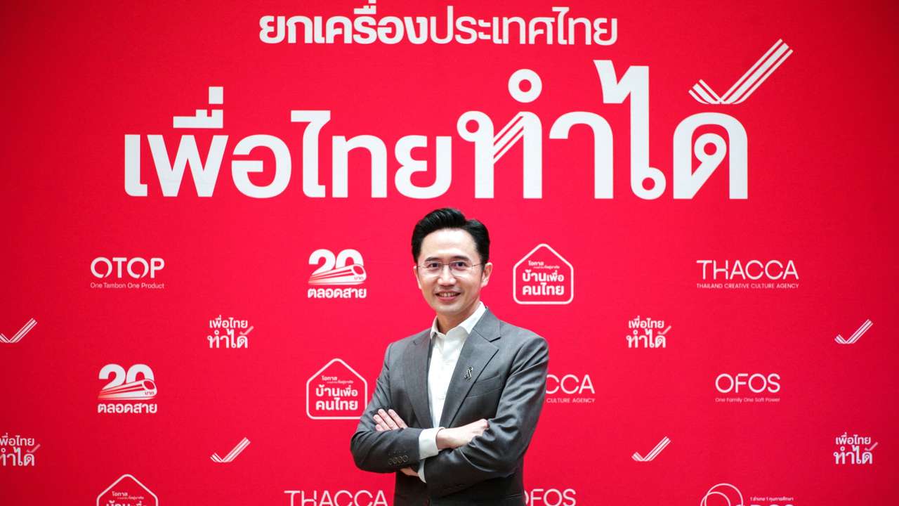 Yodchanan Wongsawat, a prime ministerial candidate from Pheu Thai party, poses during an interview with Reuters, at the party headquarters in Bangkok