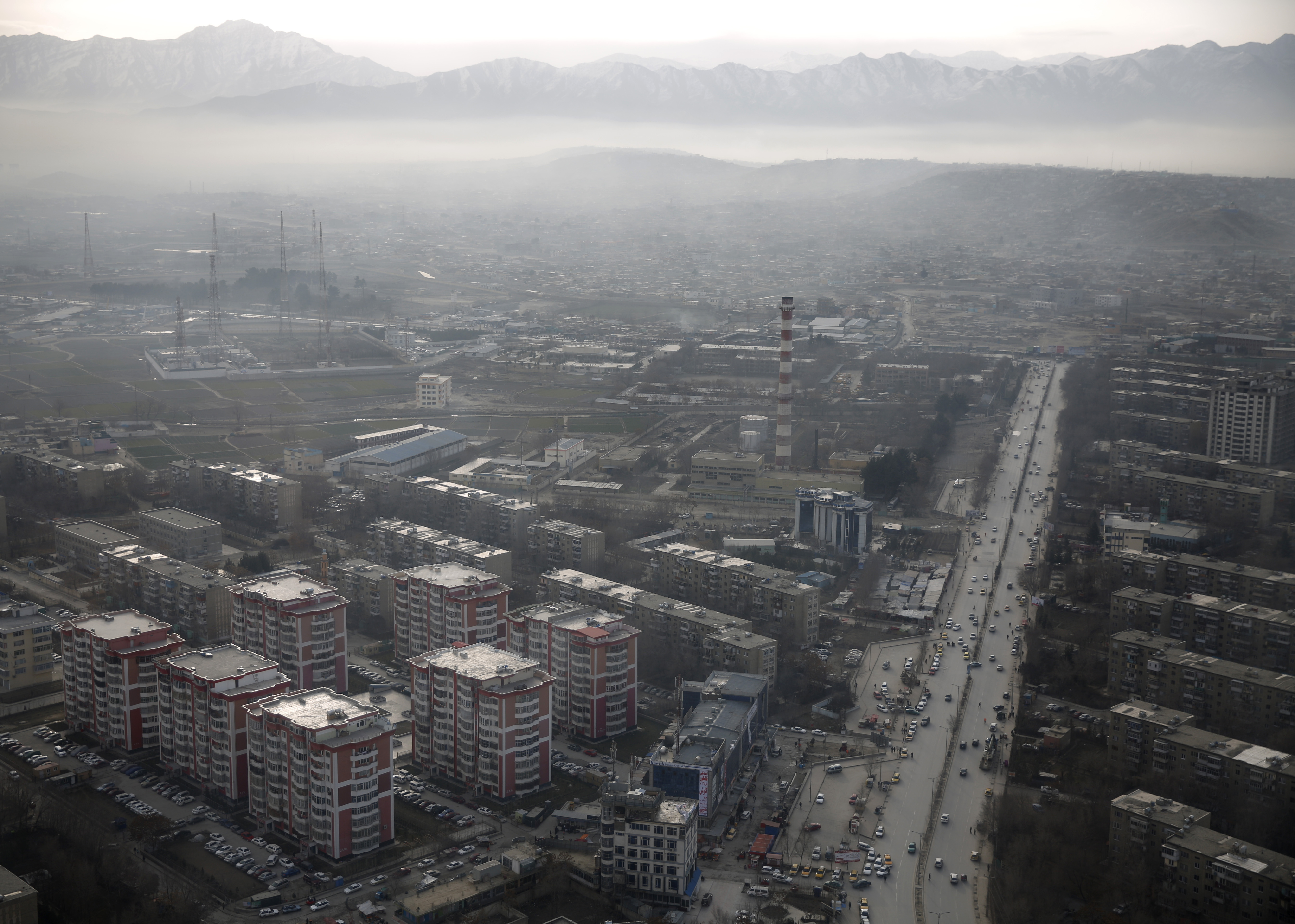 An aerial view of Kabul