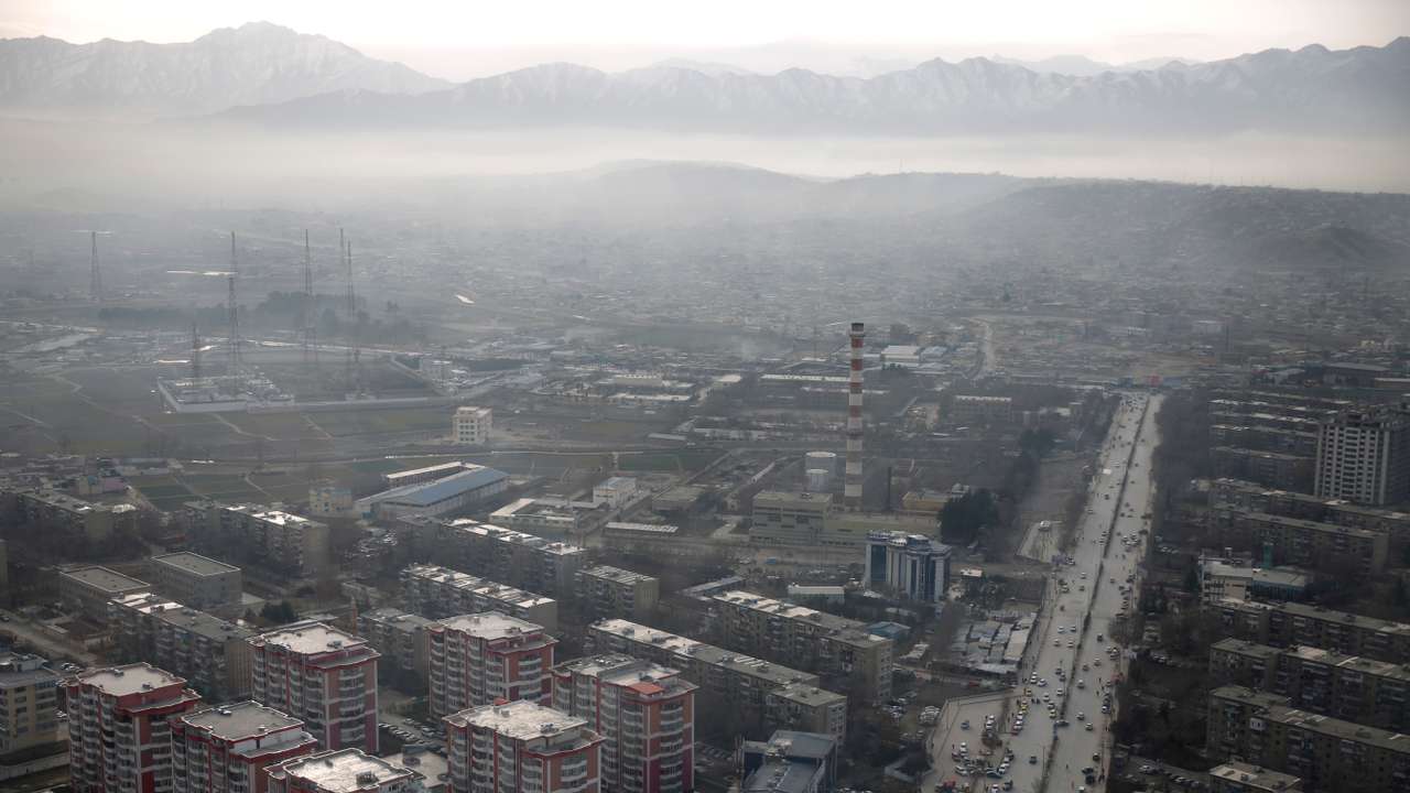 An aerial view of Kabul