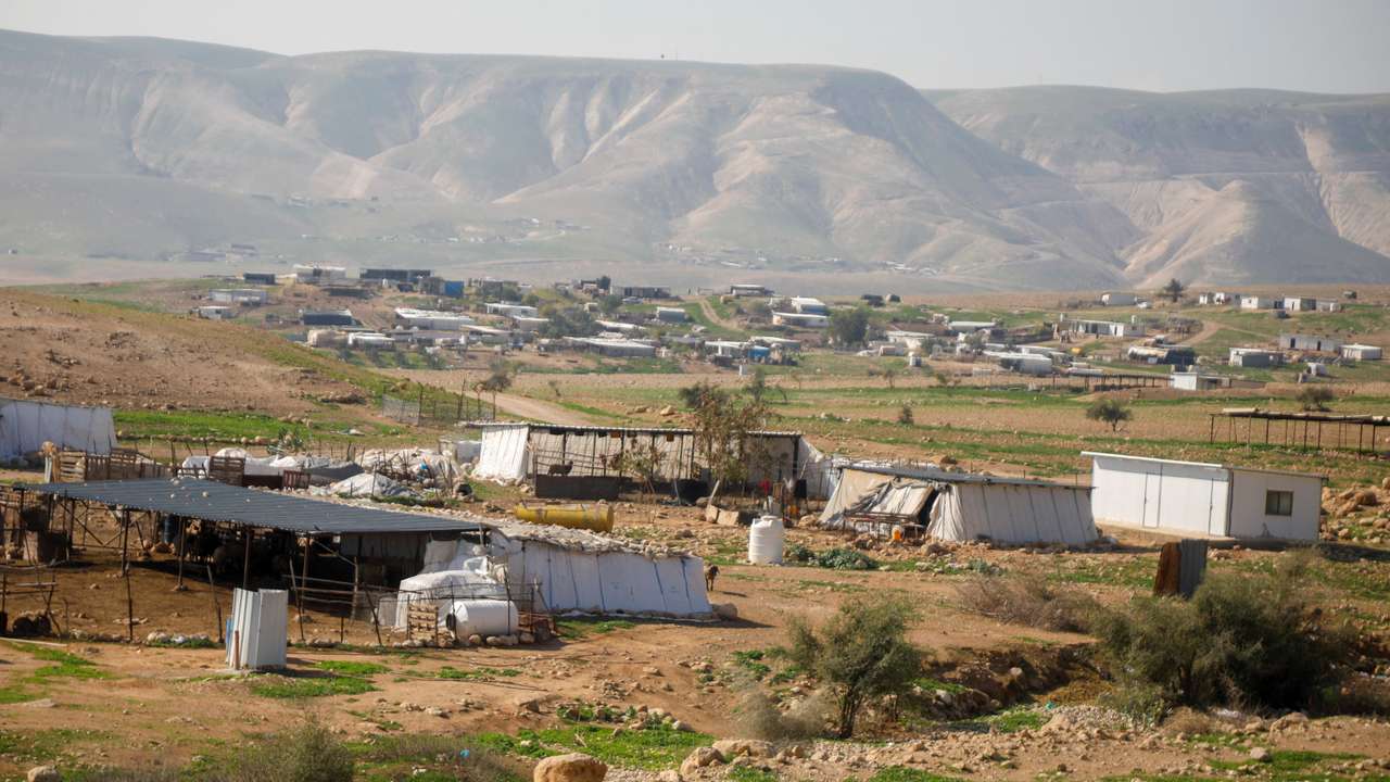 FILE PHOTO: A view shows a Palestinian Bedouin encampment in Jordan Valley in the Israeli-occupied West Bank
