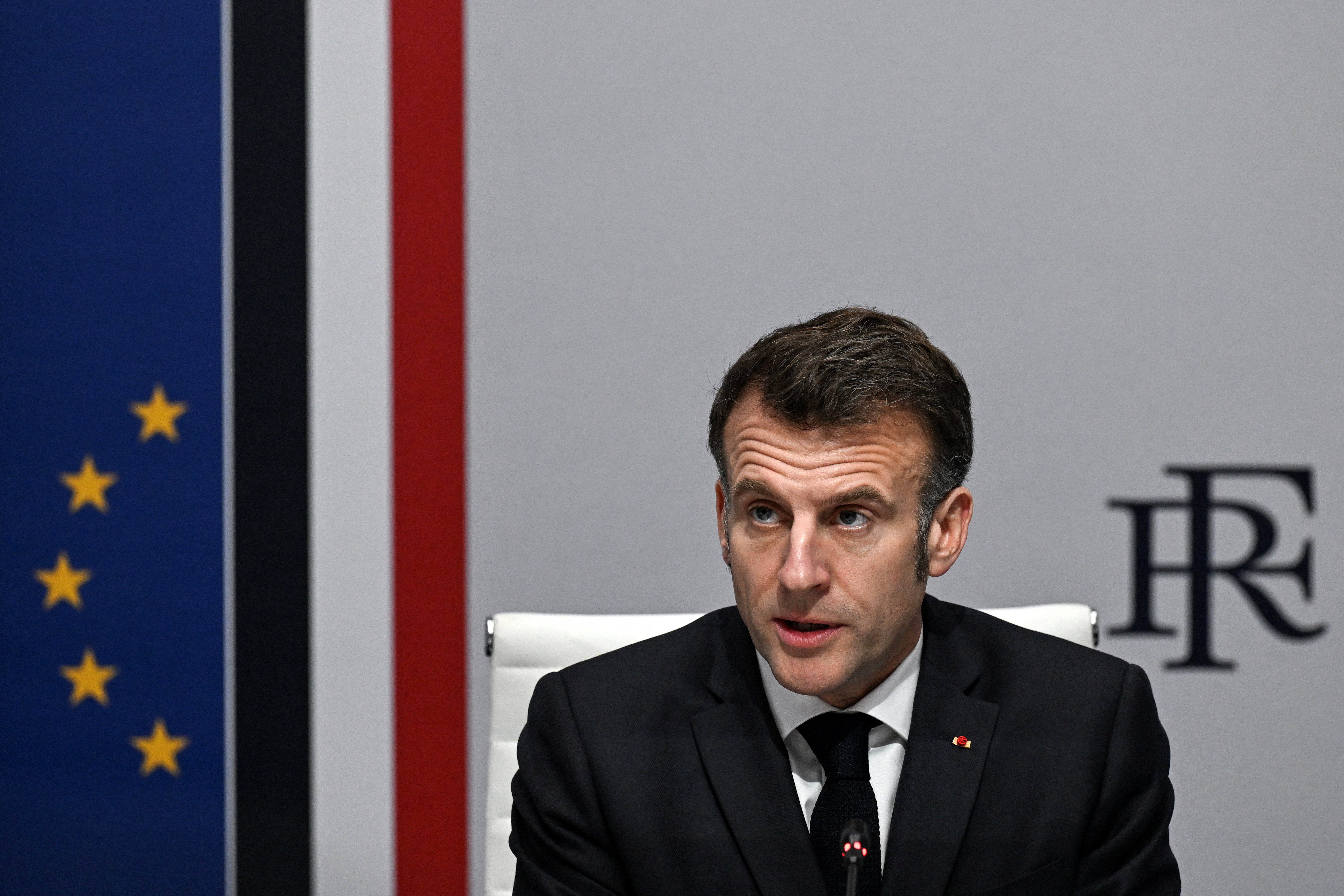 France's President Macron addresses a national defence council following U.S. and Israeli strikes on Iran, in Paris