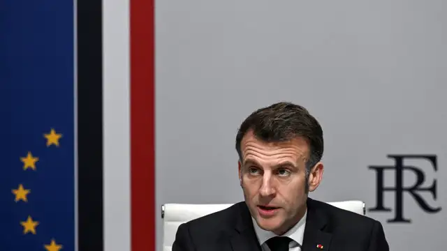 France's President Macron addresses a national defence council following U.S. and Israeli strikes on Iran, in Paris