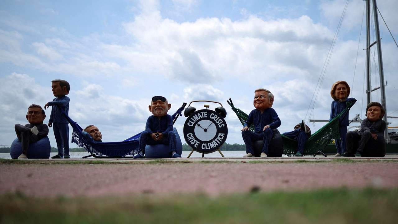 FILE PHOTO: Oxfam activists stage protest ahead of COP30 summit, in Belem