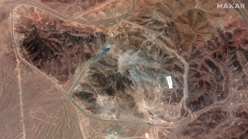 A satellite overview shows the Fordow Fuel Enrichment Facility near Qom