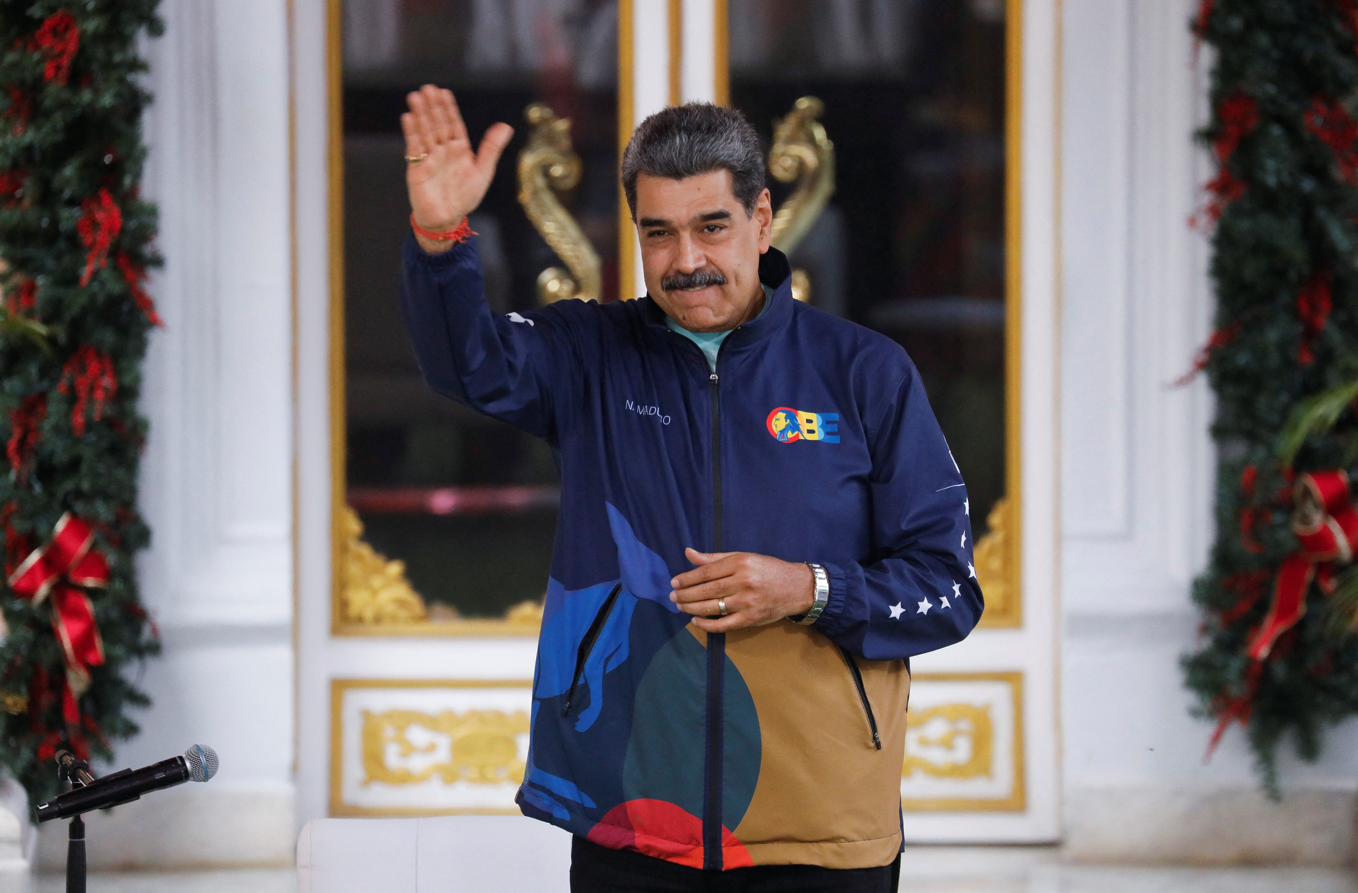 Students march in support of President Nicolas Maduro, in Caracas