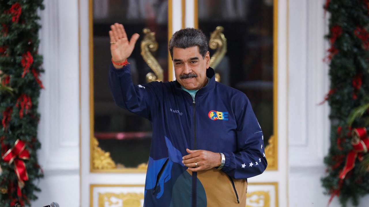 Students march in support of President Nicolas Maduro, in Caracas