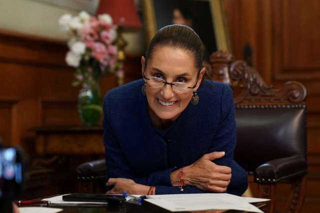Mexico's President Claudia Sheinbaum holds a call with U.S. President-elect Donald Trump, in Mexico City