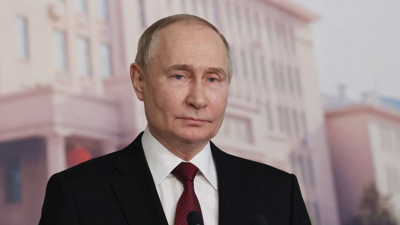 Russian President Putin attends press conference in Harbin