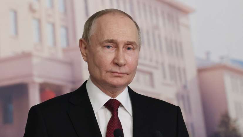 Russian President Putin attends press conference in Harbin