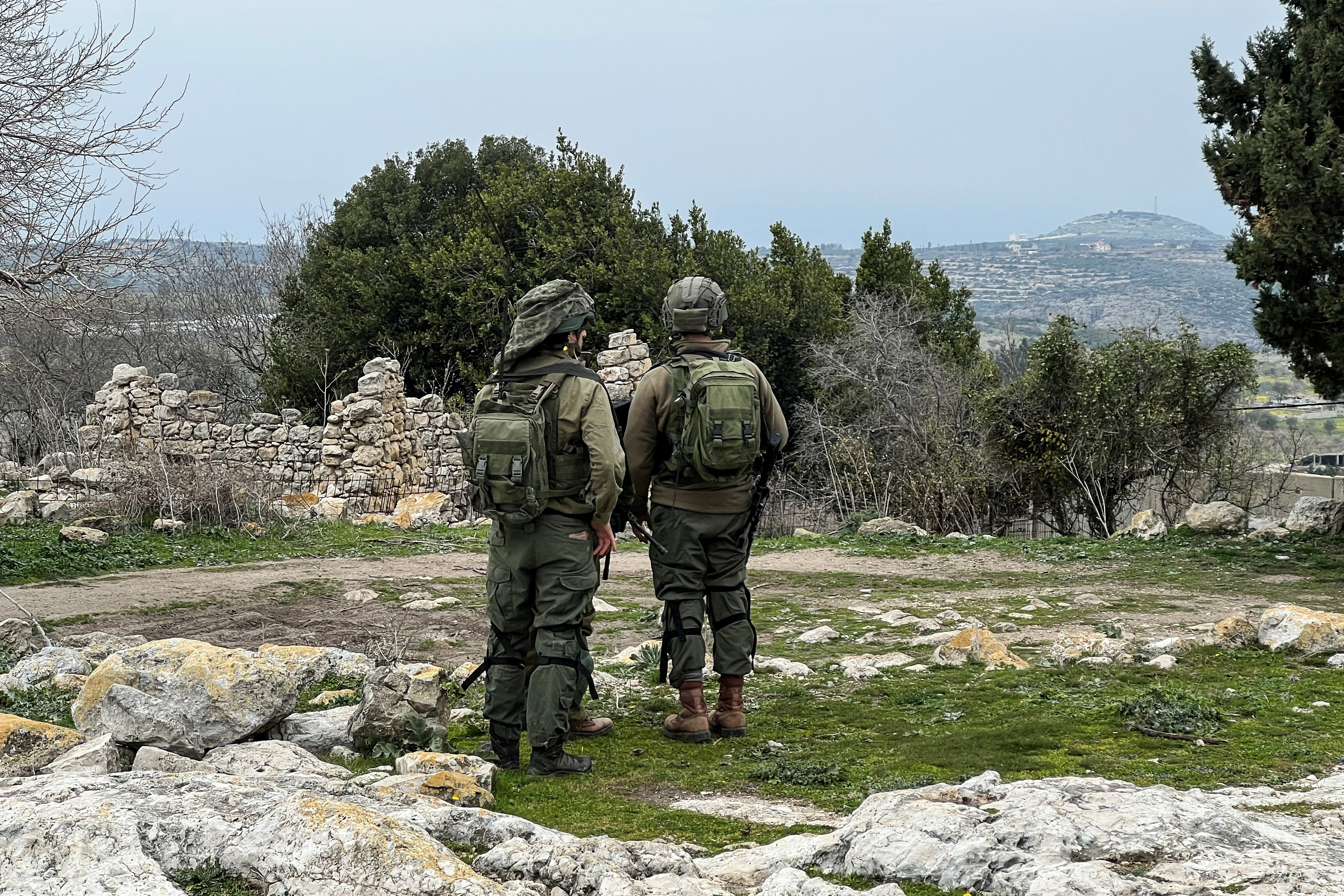 Israeli soldiers near Israel's border with Lebanon in northern Israel