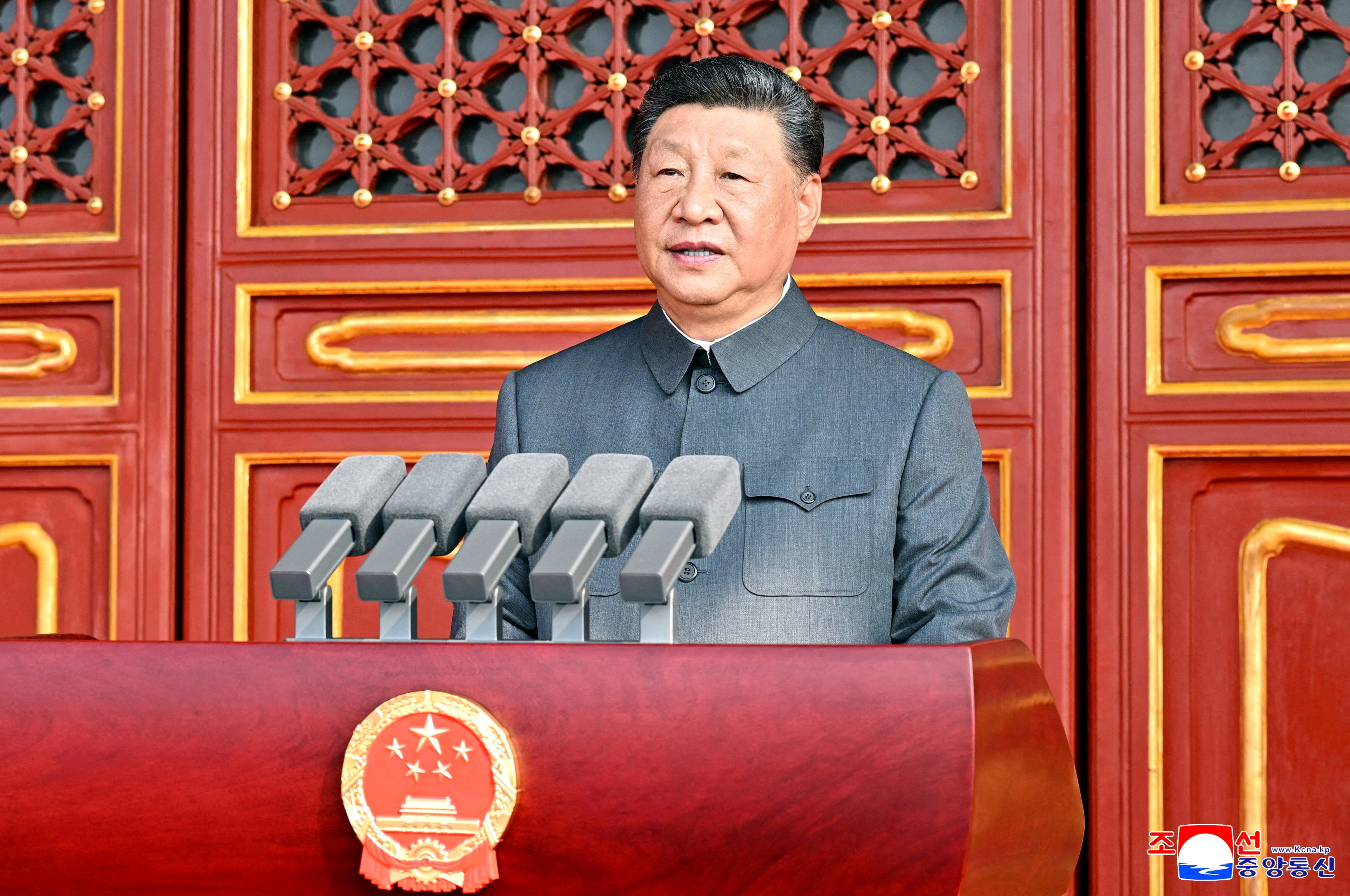 FILE PHOTO: North Korean leader Kim Jong Un and Russian President Vladimir Putin attend a military parade marking the 80th anniversary of the end of World War Two, in Beijing