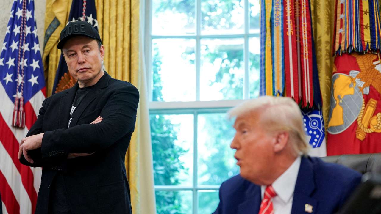 FILE PHOTO: U.S. President Donald Trump and Elon Musk attend a press conference at the White House