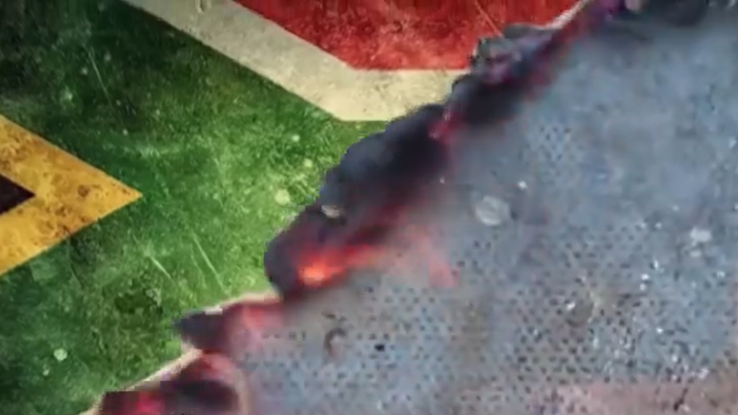 South Africa burning Flag